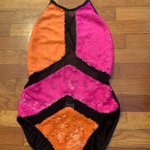 Never before worn one piece sequin swimsuit